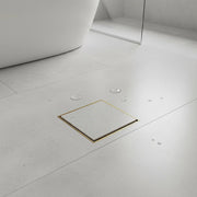 10x10cm Square Shower Drain with Removable Tile Insert Grate - Brushed Gold 304SS, CUPC Certified for Modern V63-955511