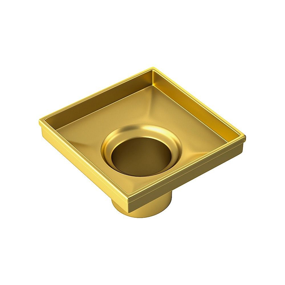 10x10cm Square Shower Drain with Removable Tile Insert Grate - Brushed Gold 304SS, CUPC Certified for Modern V63-955511
