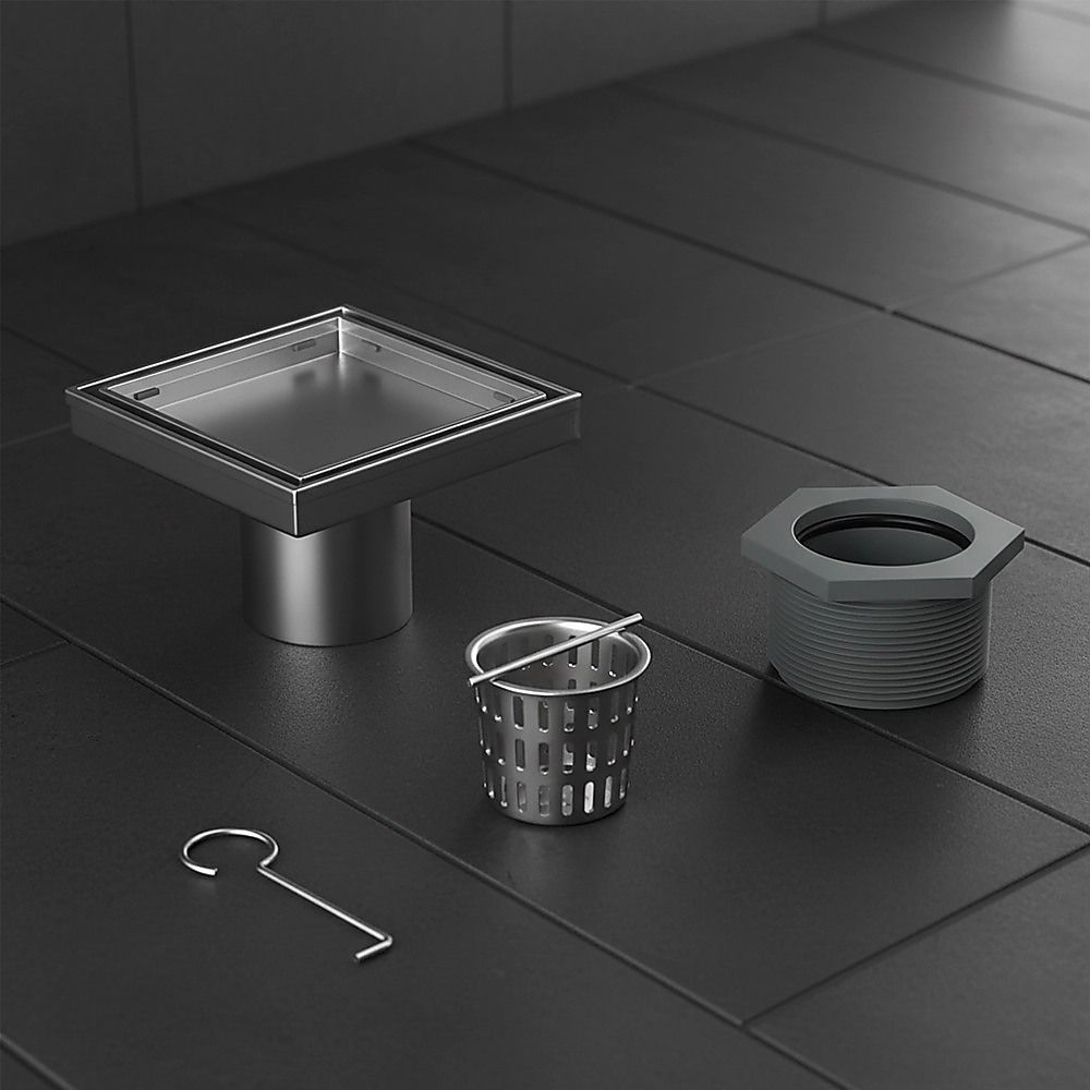 15x15cm Square Shower Drain with Removable Tile Insert Grate - Stainless steel 304SS, CUPC Certified for V63-955521