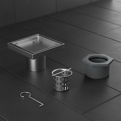 15x15cm Square Shower Drain with Removable Tile Insert Grate - Stainless steel 304SS, CUPC Certified for V63-955521