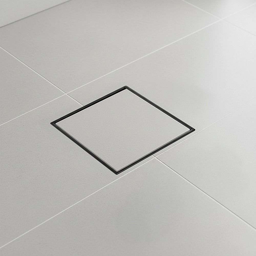 15x15cm Square Shower Drain with Removable Tile Insert Grate - Matte Black 304SS, CUPC Certified for Modern V63-955531