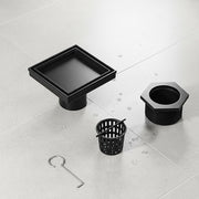 15x15cm Square Shower Drain with Removable Tile Insert Grate - Matte Black 304SS, CUPC Certified for Modern V63-955531