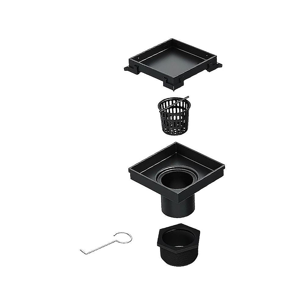 15x15cm Square Shower Drain with Removable Tile Insert Grate - Matte Black 304SS, CUPC Certified for Modern V63-955531