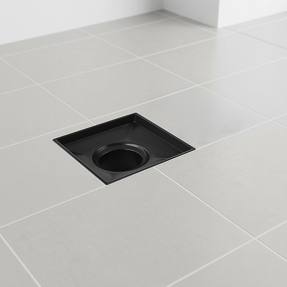 15x15cm Square Shower Drain with Removable Tile Insert Grate - Matte Black 304SS, CUPC Certified for Modern V63-955531