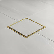 15x15cm Square Shower Drain with Removable Tile Insert Grate - Brushed Gold 304SS, CUPC Certified for Modern V63-955541