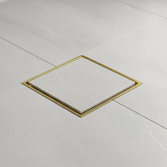 15x15cm Square Shower Drain with Removable Tile Insert Grate - Brushed Gold 304SS, CUPC Certified for Modern V63-955541