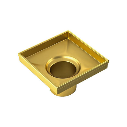 15x15cm Square Shower Drain with Removable Tile Insert Grate - Brushed Gold 304SS, CUPC Certified for Modern V63-955541