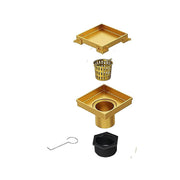 15x15cm Square Shower Drain with Removable Tile Insert Grate - Brushed Gold 304SS, CUPC Certified for Modern V63-955541