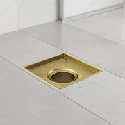 15x15cm Square Shower Drain with Removable Tile Insert Grate - Brushed Gold 304SS, CUPC Certified for Modern V63-955541