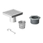 10x10cm Square Shower Drain with Grid Pattern Grate - 304 Stainless Steel, CUPC Certified with Hair Strainer V63-955561