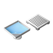 10x10cm Square Shower Drain with Grid Pattern Grate - 304 Stainless Steel, CUPC Certified with Hair Strainer V63-955561