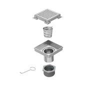 10x10cm Square Shower Drain with Grid Pattern Grate - 304 Stainless Steel, CUPC Certified with Hair Strainer V63-955561