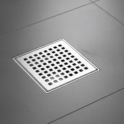 10x10cm Square Shower Drain with Grid Pattern Grate - 304 Stainless Steel, CUPC Certified with Hair Strainer V63-955561
