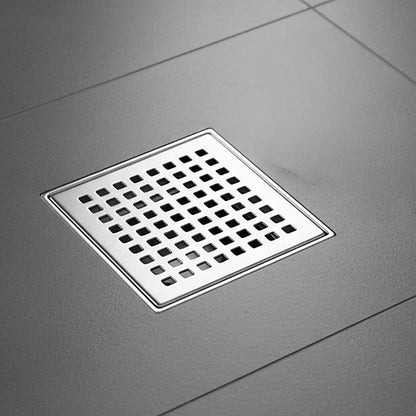 10x10cm Square Shower Drain with Grid Pattern Grate - 304 Stainless Steel, CUPC Certified with Hair Strainer V63-955561