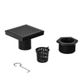 10x10cm Square Shower Drain with Grid Pattern Grate - Matte Black 304SS, CUPC Certified with Hair Strainer V63-955571