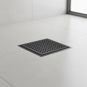 10x10cm Square Shower Drain with Grid Pattern Grate - Matte Black 304SS, CUPC Certified with Hair Strainer V63-955571
