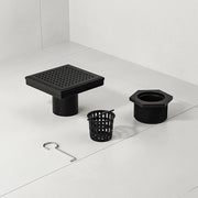 10x10cm Square Shower Drain with Grid Pattern Grate - Matte Black 304SS, CUPC Certified with Hair Strainer V63-955571