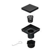10x10cm Square Shower Drain with Grid Pattern Grate - Matte Black 304SS, CUPC Certified with Hair Strainer V63-955571