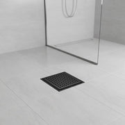 10x10cm Square Shower Drain with Grid Pattern Grate - Matte Black 304SS, CUPC Certified with Hair Strainer V63-955571