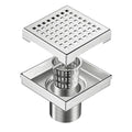 15x15cm Square Shower Drain with Grid Pattern Grate - 304 SS, CUPC Certified with Hair Strainer V63-955591
