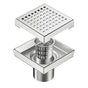 15x15cm Square Shower Drain with Grid Pattern Grate - 304 SS, CUPC Certified with Hair Strainer V63-955591