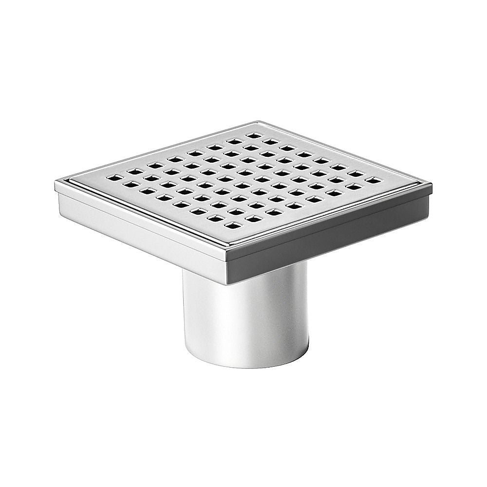 15x15cm Square Shower Drain with Grid Pattern Grate - 304 SS, CUPC Certified with Hair Strainer V63-955591