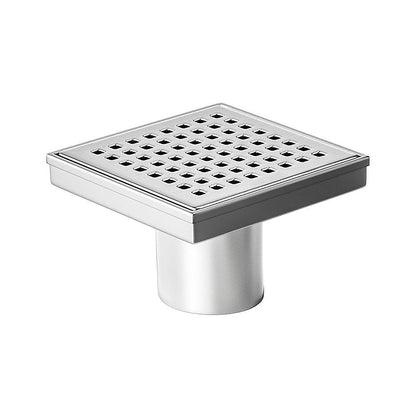 15x15cm Square Shower Drain with Grid Pattern Grate - 304 SS, CUPC Certified with Hair Strainer V63-955591