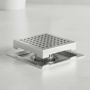15x15cm Square Shower Drain with Grid Pattern Grate - 304 SS, CUPC Certified with Hair Strainer V63-955591