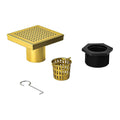 15x15cm Square Shower Drain with Grid Pattern Grate - Brushed Gold 304SS, CUPC Certified with Hair Strainer V63-955611