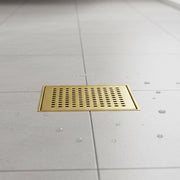 15x15cm Square Shower Drain with Grid Pattern Grate - Brushed Gold 304SS, CUPC Certified with Hair Strainer V63-955611