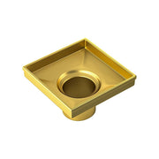 15x15cm Square Shower Drain with Grid Pattern Grate - Brushed Gold 304SS, CUPC Certified with Hair Strainer V63-955611