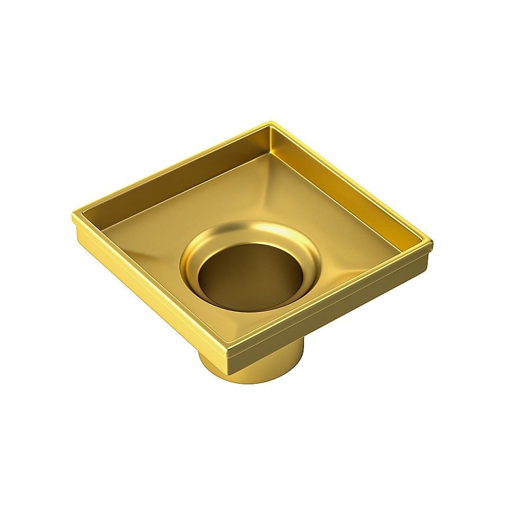 15x15cm Square Shower Drain with Grid Pattern Grate - Brushed Gold 304SS, CUPC Certified with Hair Strainer V63-955611