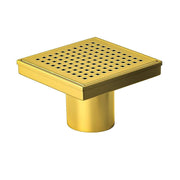 15x15cm Square Shower Drain with Grid Pattern Grate - Brushed Gold 304SS, CUPC Certified with Hair Strainer V63-955611