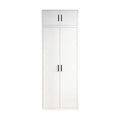 80x240cm 2-Door White Steel Hanging Wardrobe with Black Handle Storage Cabinet V63-956711