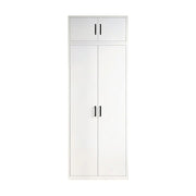 80x240cm 2-Door White Steel Hanging Wardrobe with Black Handle Storage Cabinet V63-956711