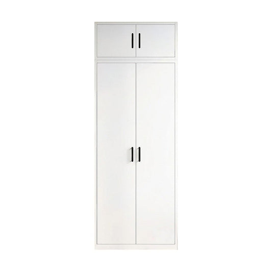 80x240cm 2-Door White Steel Hanging Wardrobe with Black Handle Storage Cabinet V63-956711