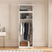 80x240cm 2-Door White Steel Hanging Wardrobe with Black Handle Storage Cabinet V63-956711