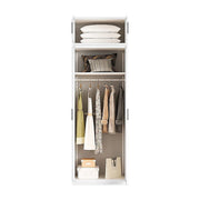 80x240cm 2-Door White Steel Hanging Wardrobe with Black Handle Storage Cabinet V63-956711