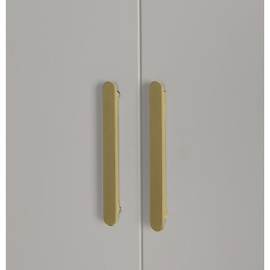 80x200cm 2-Door White Steel Hanging Wardrobe with Gold Handle Storage Cabinet V63-956751