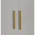240cm 6-Door White Steel Hanging Wardrobe, No Above Storage - Gold Handle V63-957171