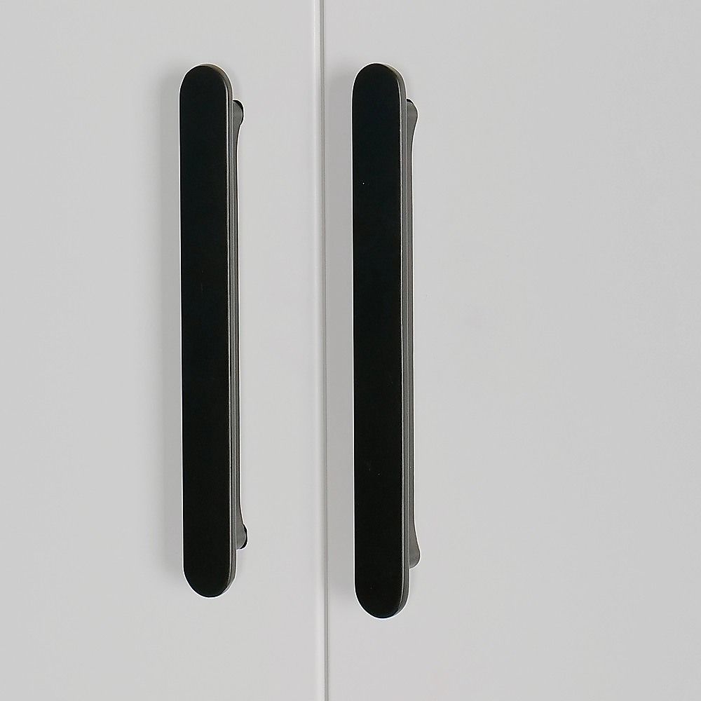 320x240cm 8-Door White Steel 2 Hanging and 2 Shelf Wardrobe with Black Handle Storage Cabinet V63-957311