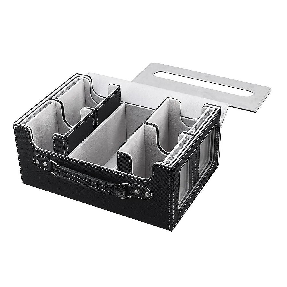 Trading Card Storage Box 4 Row TCG Organiser Magnetic Leather Case with Dividers for MTG Pokemon YuGiOh Cards V63-957681