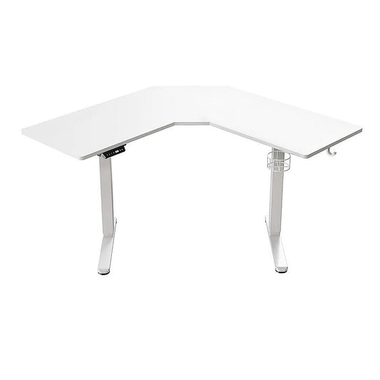 Sit Stand Corner Desk L Shaped Height Adjustable Electric Motorised Computer Table White for Home Office V63-957711