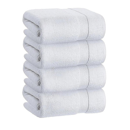 Bath Towels 500 GSM White Luxury Cotton Hotel Towel 4 Pack Super Absorbent Soft Drying Comfort V63-957781