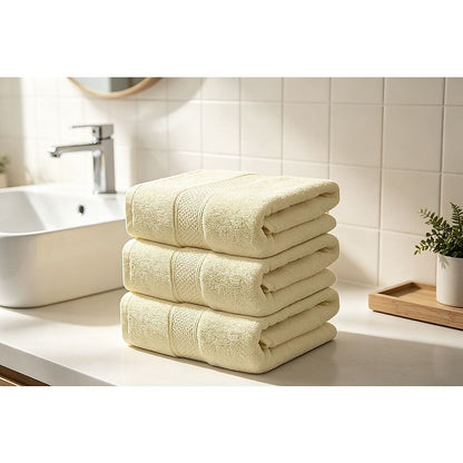 Bath Towels 500 GSM Beige Luxury Cotton Hotel Towel 4 Pack Super Absorbent Soft Drying Comfort