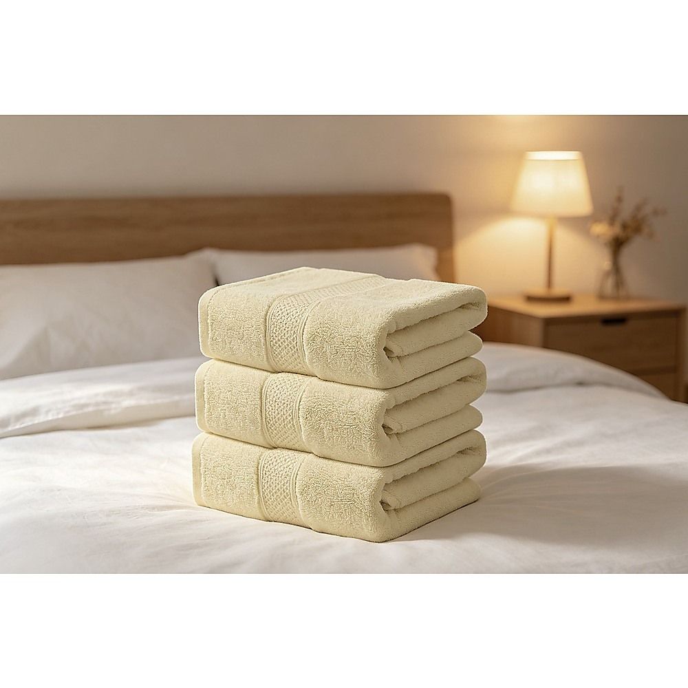 Bath Towels 500 GSM Beige Luxury Cotton Hotel Towel 4 Pack Super Absorbent Soft Drying Comfort