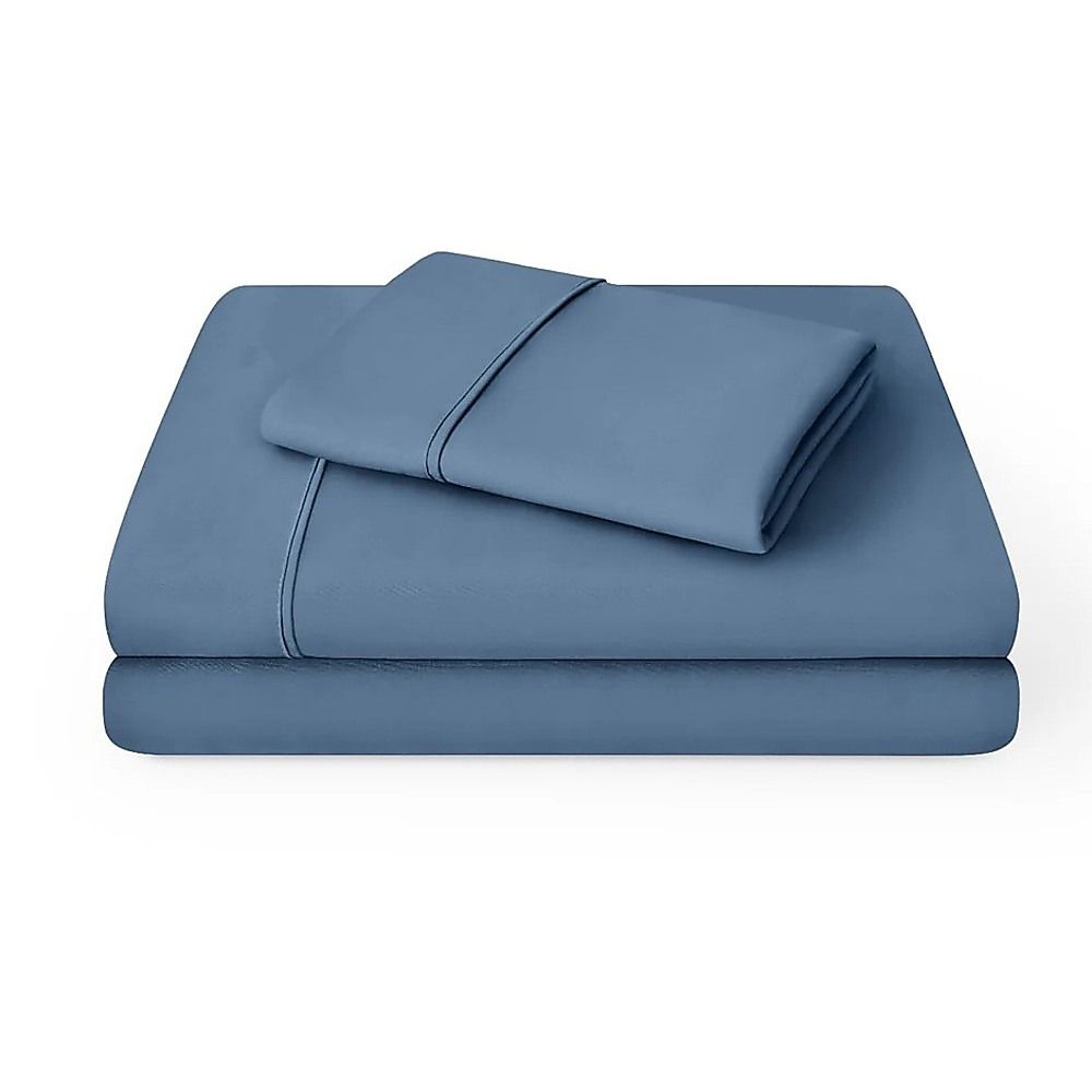 Microfiber Sheet Set 4 Piece Light Blue White Deep Pocket Bed Sheets Soft Breathable Easy Care Bedding V63-957871