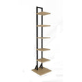 Bookshelf 6 Tier Corner Storage Rack Floor Standing Or Wall Mounted Bookcase Black Display Shelf For Living V63-957901