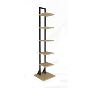 Bookshelf 6 Tier Corner Storage Rack Floor Standing Or Wall Mounted Bookcase Black Display Shelf For Living V63-957901