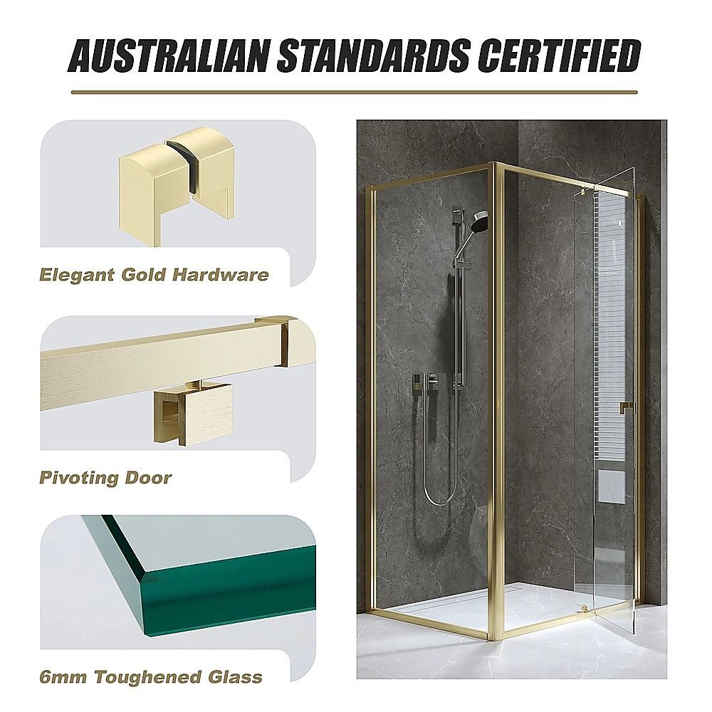 Adjustable Semi Frameless Shower Screen 98-106cm x 89-92cm With Gold Hardware For Modern Bathrooms